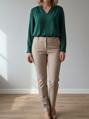 NWT Straight-Leg Pull On Jeggings Pants Trousers - Classic Tan - L